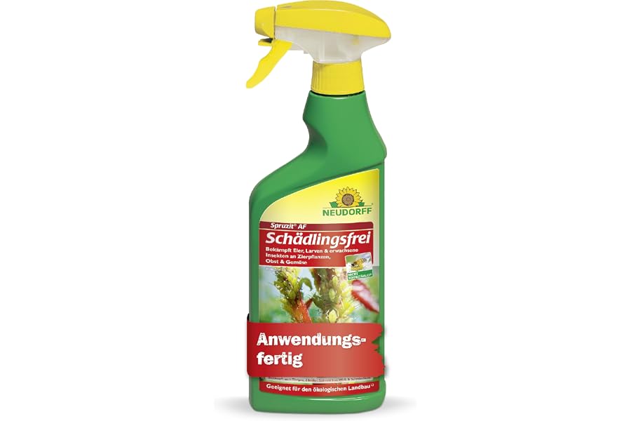 Produktabbildung zu Neudorff Spruzit AF Schädlingsfrei 500 ml – Anwendungsfertiges Spray gegen Blattläuse, Buchsbaumzünsler, Thripse, Spinnmilben & Weiße Fliegen für Zierpflanzen, Gemüse, Obst & Kräuter