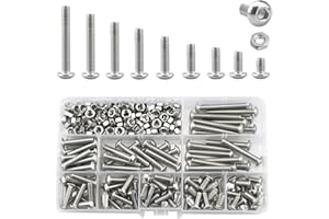 LEMIYOO Schrauben und Muttern-Set, Sechskantkopf M5 Edelstahl-Maschinenschrauben und Rundkopf-Sechskantschrauben-Sortiment (10/12/14/16/20/25/30/35/40mm) (M5, Silver)