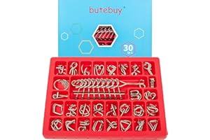 Hinourisha Set di 30 Pezzi Rompicapo in Metallo Torsione Puzzle 3D Gioco di Mente, Metal Wire Puzzle Set, Classico Giocattoli Educativi IQ Test Puzzle Regalo per Adulti e Bambini Metallo