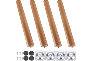 MOENDERGO Gambe da tavolo in legno, 4 pezzi da 33 cm, in legno massello conico, di ricambio per mobili, con piastre di montaggio e viti per divano, letto e sedia