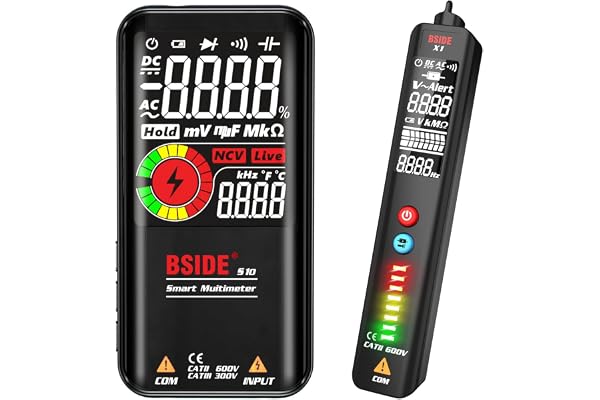 Kit Multimètre Numérique Intelligent et Stylo Détecteur de Tension Grand Écran Couleur Ensemble Testeur Électrique Automatique BSIDE S10 X1 Testeurs de Tension Combinés Kit de Test pour Électricien