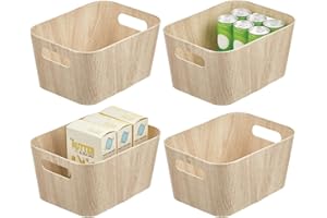 mDesign Portaoggetti cucina di misura piccola con manici – Portafrutta cucina in cartone per dispensa e mobili – Cestino porta frutta adatto come organizer cucina – Set da 4 – bianco