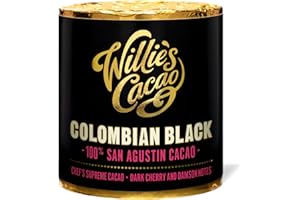 Willie's Cacao - 100% Cacao - Colombian Black 100% San Agustin Cacao - 180g- Cherry & Damson notes - For cooking, baking, drinks - Vegan & No Added Sugar