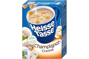 ERASCO HEISSE TASSE Heisse Tasse Champignon-Creme Suppe 12er Pack (12 x 450 ml), In nur 2 Minuten fertig – Der perfekte Suppen-Snack für Pilzliebhaber