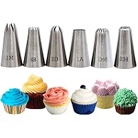 Large Piping Nozzle Set - 4 Stainless Steel Tips (2D, 1M, 4B, 1A) With Couplers & Bags For Cake Decorating