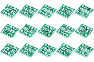 QUARKZMAN 15 Stück SOIC-8 auf DIP-8 schmaler Adapter, 12 x 12 mm 8-poliger doppelseitiger Prototyp-Stecker, grüner PCB-Konverter-Pin-Board-Adapter SO SOP8 auf DIP8