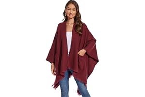 colornival Chal Elegante para Mujer Capa Frontal Abierta Poncho Suave, Adecuado para Primavera, Otoño e Invierno