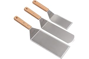 ANMARKO Professional Spatula Set - Stainless Steel Pancake Turner and Griddle Scraper 4x8 inch Oversized Hamburger Turner Great for Griddle BBQ Grill and Flat Top Cooking - Commercial Quality
