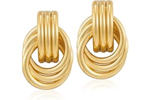 GIUGIO Dupes - Grandes boucles d'oreilles légères en forme de goutte d'eau - Hypoallergéniques - En or - Idéales comme cadeau pour femme et fille