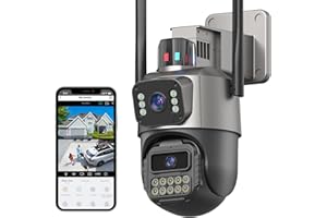 GUOANVISION 4K Security Camera Outdoor, WiFi CCTV Camera,Dual Lens PTZ Outside Cameras for Home Security, IP66 Waterproof, AI Tracking, Light Alarm, 2-Way Talk, 24/7 Record,SD/Cloud