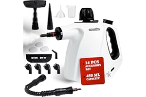 NARMIKU Steam Cleaner Handheld, 450ml Capacity Portable High Pressure Steamer for cleaning with 14 Piece Accessory Kit. Multi-Purpose Steam Cleaner for Home, Kitchen, Sofa, Floor, Window, Carpet Stain