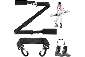 Coco Berming Juego de 2 Correas para Esquís con Bandolera Acolchada Antideslizante, para Transportar Esquís, Bastones, Patines o Botas de Nieve, Accesorios de Esquí Portátiles