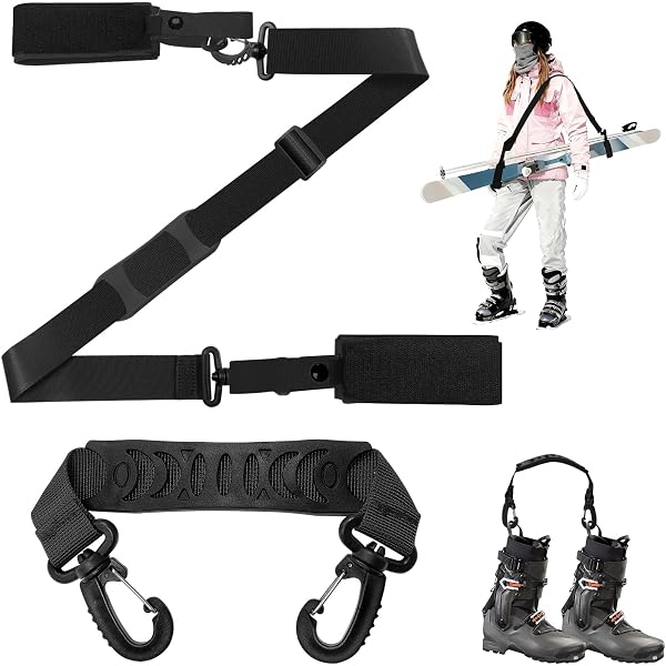 Lot De 2 Sangles De Transport Pour Skis – Bandoulière Réglable Adulte/enfant, Pratique Et Confortable