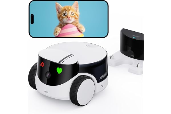 Enabot EBO ROLA PetPal 2.5K Caméra pour Animaux Domestiques, Caméra sans Fil pour Chiens et Chats avec App EBO ROLA-PET, Auto-Recharge, Audio Bidirectionnel