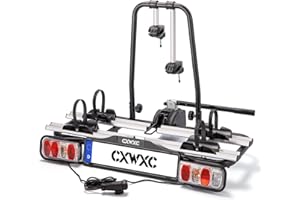 CXWXC Porte vélo électrique pour attelage de remorque 2 vélos, Charge utile maximale 60 kg, Porte-vélos d'attelage de remorque avec feu arrière