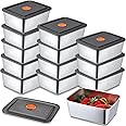Layhit 10 Set 304 Stainless Steel Food Containers with Lids 20 oz Metal Marinating Snack Containers Box for Lunch, Leftovers, Dishwasher & Freezer Safe