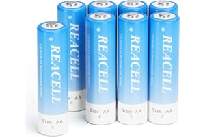 REACELL 8 X Rechargeable Battery AA 2800mAh High Capacity Ni-MH 1.2V AA Batteries 1200 Cycle Low Self Discharge with Storage Cases