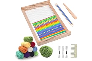 LYKTRIX Webrahmen für Kinder ab 6 Jahre，Holz Webstuhl Set,Webrahmen Kinder im Alter von 4-12 Jahren,Anfängerfreundliches Weben,Komplett mit Reichlich Garn