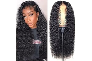 MUABY 4x4 Kinky Curly Lace Closure Wigs Human Hair for Black Women Perruque Femme Naturelle Bresilienne Bouclée Courte Perruque Noire Femme Avec Des Cheveux De Bébé 14 Pouce
