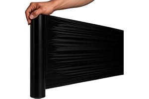 Pakomat Folia Stretch Czarna 1.5 kg 50 cm – 1 rolka – Kryjąca, Elastyczna i Mocna Folia Ochronna do Pakowania i Zabezpieczania Przesyłek