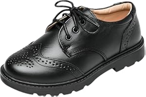 rismart Garçon Chaussures Habillées Formelles Wingtip Brogue Oxford pour Mariage Église Graduation