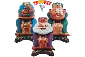trookee - Decoracion Navidad - Globos Reyes Magos Metalizados de 110 cm - Pack 3 Globos: Melchor, Gaspar y Baltasar - Adornos Navidad - Globos de Poliamida Navideños - Christmas Gifts