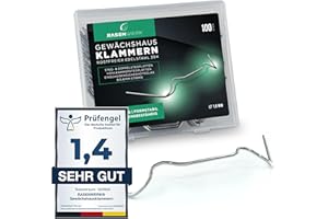 RASENWERK® - Gewächshausklammern aus 304 Edelstahl (rostfrei) - 100 Stück - Gewächshausklemmen mit hoher Spannkraft - Montageklammern für Glashaus – Gewächshaus Zubehör - 95 x 40 mm - 1,6 mm Dicke