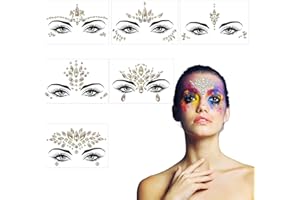 CHIFOOM 6stk Gesicht Glitzersteine Halloween Gesichtstattoo Selbstklebend Strasssteine Leucht im Dunkle Temporäre Tattoos Festival Edelsteine Steine Schmucksteine für Gruselparty Party Karneval