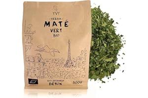 YVY MATÉ Yerba Mate Bio Vert 500g | Maté Bio Équitable et Non Fumé | Sans Tige | Maté doux peu amer | Idéal pour consommation quotidienne | Boisson caféinée | Goût végétal