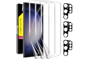 Milomdoi [3+3Pièces] Protection pour Samsung Galaxy S23 Ultra 5G 3 Pièces TPU Protection ecran 3 Pièces Vitre Verre Trempé Protection Camera Objectif Arriere Appareil photo Coque amical Accessoire