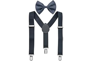 Miobo Tirantes unisex con pajarita para niños: elegantes y prácticos, con tres clips