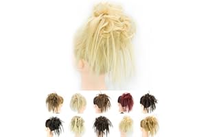 IMISSU 2 Pièces Chignon désordonné Piece Updo Faux Chouchous Extension Ondulés Bouclés Postiches Queue De Cheval Chignon Bandeau pour Femmes Filles (2PCS Blond)