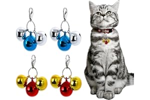 Molain 12 Bells Cat Dog Collar Bells, 4 Sets Jingle Bell for Cat Collar Dog Collar Charms Colourful Small Bells with Clasps Pet Collar Accessories Festival Party DIY Decoration (12 Bells)