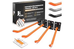 JK Trade® Set da 4 Supporti da parete per pneumatici per cerchioni auto incl. set di viti e tasselli, ganci a parete per pneumatici da avvitare per pneumatici auto, attrezzi da giardino, cerchioni in