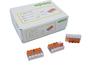 25 pezzi Wago Morsetto di collegamento 5 conduttori con leva di comando 0,2-4 qmm esecuzione piccola, trasparente