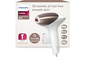 Philips Lumea série 8000, Épilateur à lumière pulsée, alternative à l'épilation laser, technologie SenseIQ, 4 accessoires pour le corps, le visage, le maillot et les aisselles, modèle BRI948/00