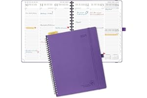 ‎POPRUN POPRUN Kalender 2025 Wochenplaner Ringbuch mit Softcover, ca. A4 (26,5 x 21,5 cm), 12-Monate-Terminplaner (Jan.2025-Dez.2025) 1 Woche 2 Seite mit 100 GSM Zertifiziertem Papier - Lila