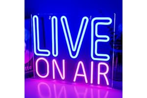 Looklight Live On Air Neon Sign Blue Pink Letters Led Neon Light On Air Sign Neon Word Sign Led Wall Art for Studio Bedroom Game Room Party Streaming Bar Club Decoration with USB Power