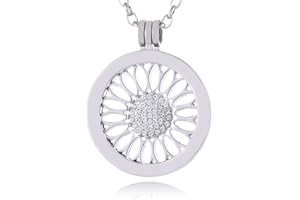 Morella Damen Halskette 70 cm Edelstahl mit Amulett und Coin 33 mm in Schmuckbeutel