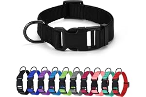AUDWUD Dickes Nylonhalsband,klassisches verstellbares Hundehalsband in mehreren Farben,geeignet für kleine,mittlere und große Hunde,4 Größen