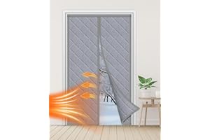 Tuare Magnetic Thermal Door Curtain 90x210cm, Insulated Door Cover for Winter, Oxford Cloth Door Curtains Thermal for Doors to Block Peep, Draft, Fly, Noise and Smells, Grey