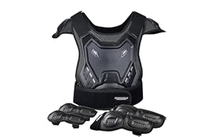 CHCYCLE Armure de moto pour enfants - Équipement de moto tout-terrain avec coudières, genoux, protège-tibias, protection de la colonne vertébrale, équipement de motocross pour sports de plein air