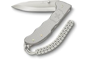 Victorinox Navaja suiza de bolsillo Hunter Evoke Alox, navaja plegable outdoor, 5 funciones, incl. hoja de 10 cm y colgante de paracord, color plata
