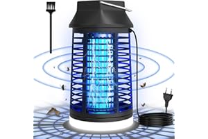seenlast Lampada Antizanzare Elettrica, Zanzariera Elettrica 15W 4200V UV Lampada Zanzare Impermeabile IPX4, Uccidi Trappola Insetticida Zanzare per Giardino Interno Esterno (Con Gancio e Led Luce)