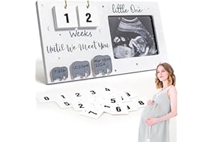 UoQo Baby Scan Photo Frames with 44 Week Countdown Calendar, Wooden Baby Scan Photo Frame for Ultrasound Photo, Sonogram Picture Frame for Baby Announcement, Mum to Be & Pregnancy Gifts