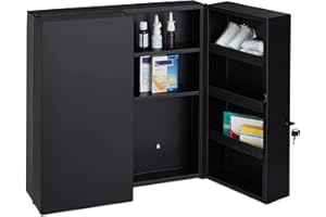 Relaxdays Armoire à Pharmacie XXL, verrouillable, 11 Niveaux, Acier, HLP: 53,5x53x19 cm, Armoire 2 Portes, Anthracite