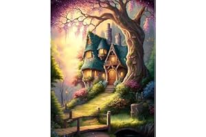 NAIMOER Diamond Painting Baum, Diamant Painting Erwachsene Diamond Painting Haus Erwachsene Bilder Landschaft Diamant Painting Kinder 5D Diamant Malerei Stickerei für Home Décor(30x40cm)