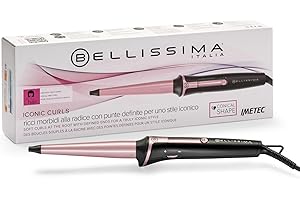 Bellissima Imetec Iconic Curls, ferro arricciacapelli, rivestimento in ceramica, forma conica per boccoli e ricci stretti, temperatura 150°C/210°C, cono 18/25 mm, guanto termico, per tutti i capelli