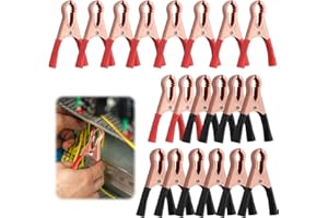 HJJMN 20Pcs Pinzas de Cocodrilo de Batería de Cobre, 50A Clips de Bateria de Coche, Pinzas de Cargador de Batería con Cubierta Aislante para Electricidad Proyectos Probador de Voltaje