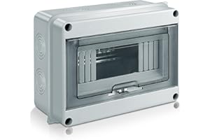 Zeawavsl Coffret Electrique Etanche Exterieur, IP65 Boîtier de Distribution en Saillie 8 Modules avec Terminaux, ABS de Surface en Plastique pour une Utilisation à l'extérieur (8 MODULE)